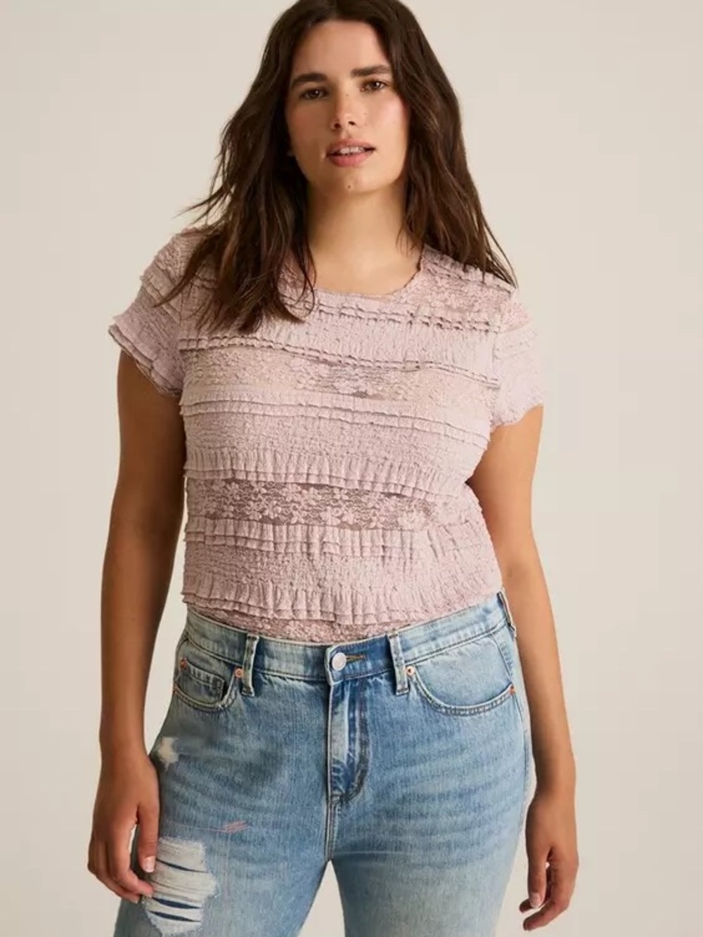 Torrid Festi Pieced Sheer Lace Top